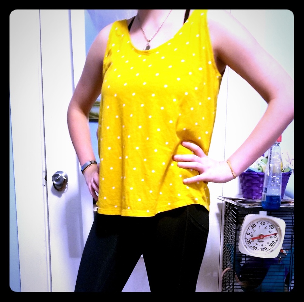 Mustard yellow polka dot tank